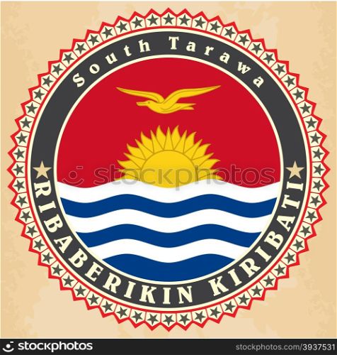 Vintage label cards of Kiribati flag. Vector illustration