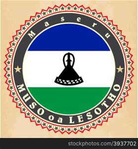 Vintage label cards of Lesotho flag. Vector illustration