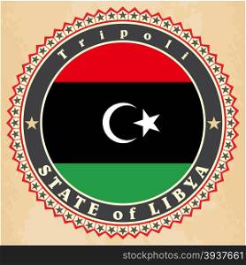 Vintage label cards of Libya flag. Vector illustration