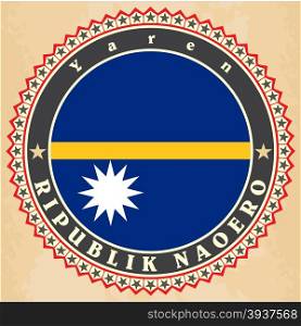 Vintage label cards of Nauru flag. Vector illustration