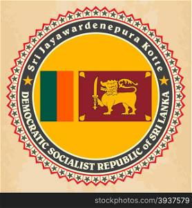 Vintage label cards of Sri Lanka flag. Vector illustration