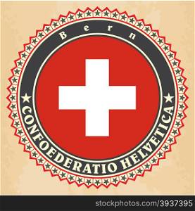 Vintage label cards of Switzerland flag. Vector