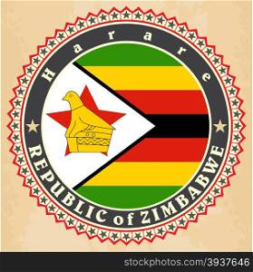 Vintage label cards of Zimbabwe flag. Vector illustration
