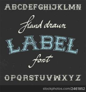 Vintage Label Font Poster with alphabet on the black background vector illustration