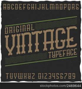 Vintage label font with sample label design. Good to use in any retro design labels.. Vintage label font with sample label design.