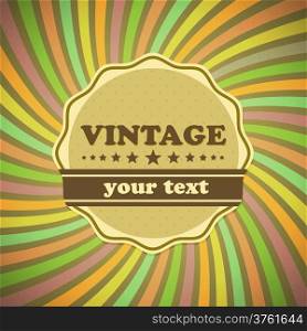 Vintage label on sunrays background, stock vector