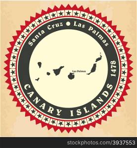 Vintage label-sticker cards of Canary Islands. Vector illustration