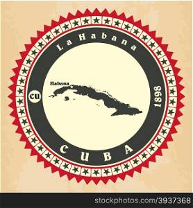 Vintage label-sticker cards of Cuba. Vector illustration