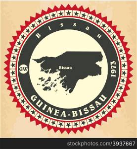 Vintage label-sticker cards of Guinea-Bissau. Vector illustration