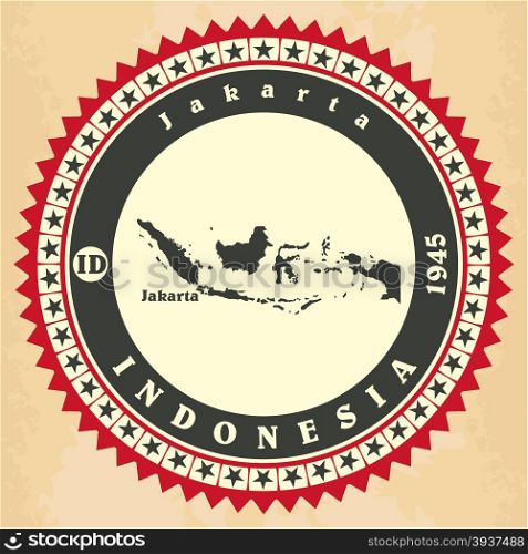 Vintage label-sticker cards of Indonesia. Vector illustration