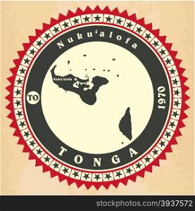Vintage label-sticker cards of Kingdom of Tonga. Vector illustration