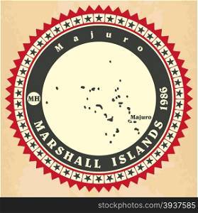 Vintage label-sticker cards of Marshall Islands. Vector illustration