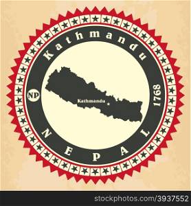 Vintage label-sticker cards of Nepal. Vector illustration