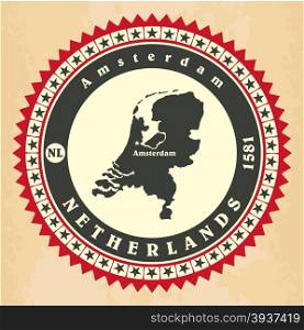 Vintage label-sticker cards of Netherlands. Vector illustration