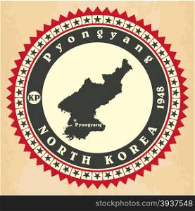 Vintage label-sticker cards of North Korea. Vector illustration