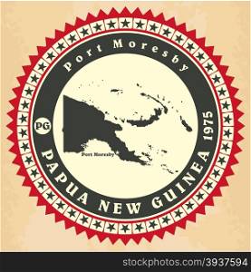 Vintage label-sticker cards of Papua New Guinea. Vector illustration