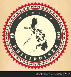 Vintage label-sticker cards of Philippines. Vector illustration