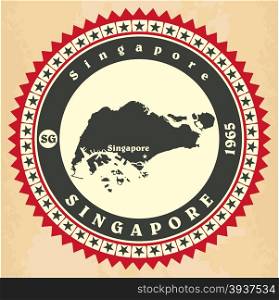 Vintage label-sticker cards of Singapore. Vector illustration