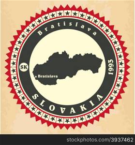 Vintage label-sticker cards of Slovakia. Vector illustration