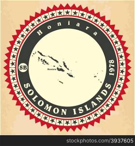 Vintage label-sticker cards of Solomon Islands. Vector illustration