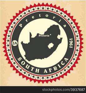 Vintage label-sticker cards of South Africa. Vector illustration