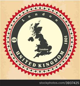 Vintage label-sticker cards of United Kingdom. Vector illustration