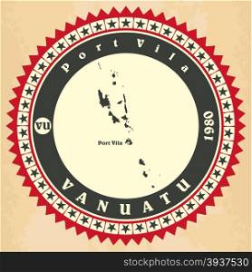 Vintage label-sticker cards of Vanuatu. Vector illustration