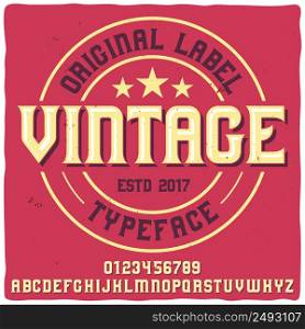 "Vintage label typeface named "Vintage". Good handcrafted font for any label design."