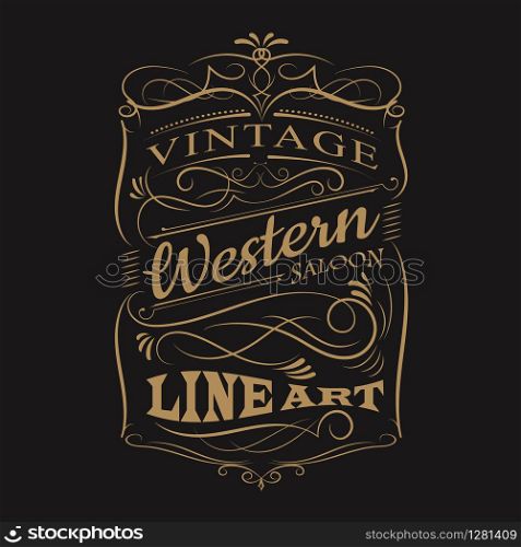 Vintage label typography western hand drawn frame t-shirt design vectors