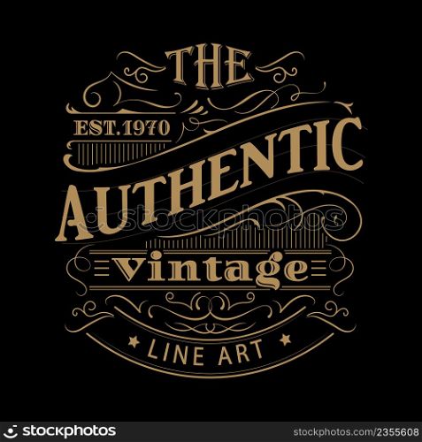 Vintage label western hand drawn antique frame typography vector illustration