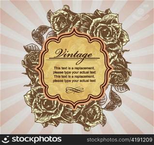 vintage label with roses vector illustration