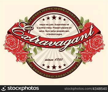 vintage label with roses vector illustration