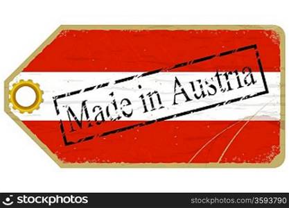 Vintage label with the flag of Austria