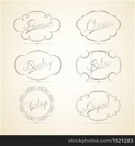 Vintage labels retro style filigree set of calligraphic elements set