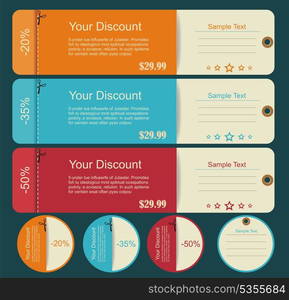 Vintage Labels template set. Sale, discount theme. Retro logo template design.