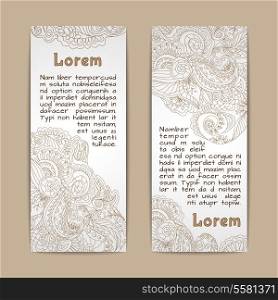 Vintage lace ornamental banners vertical set isolated vector illustration