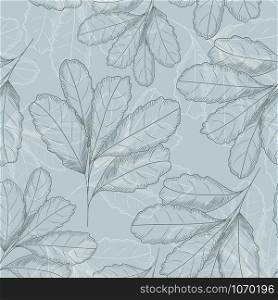 Vintage leaf seamless pattern. Hand drawn leaves wallpaper. Design for printing, textile, fabric, fashion, interior, wrapping paper. Vector illustration. Vintage leaf seamless pattern. Hand drawn leaves wallpaper.