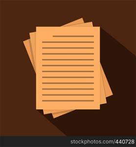Vintage lined papers icon. Flat illustration of vintage lined papers vector icon for web on coffee background. Vintage lined papers icon, flat style