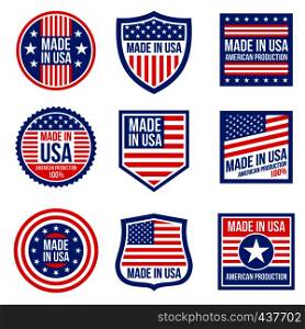 Vintage made in the usa vector badges. American patriotic icons. Illustration of label made in america. Vintage made in the usa vector badges. American patriotic icons