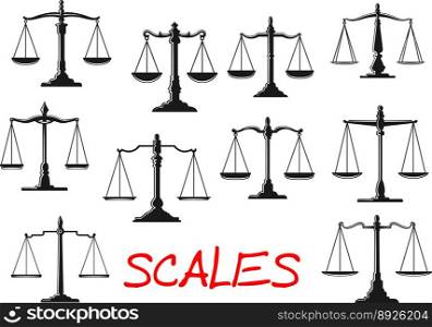 Vintage mechanical balance scales icons vector image