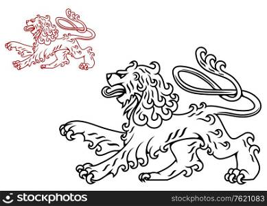 Vintage medieval lion silhouette for heraldry design