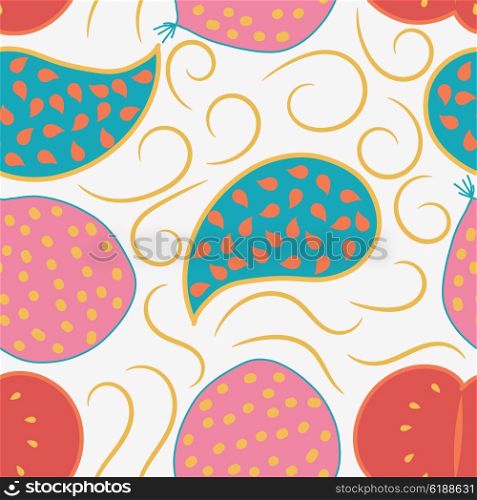Vintage memphis fruit seamless pattern background. Illustration Memphis background fabric, printing, web design. Seamless texture for your design. Stock vector