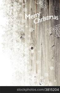 Vintage Merry Christmas Greeting Card. Vertical Design, Isolated Left Side