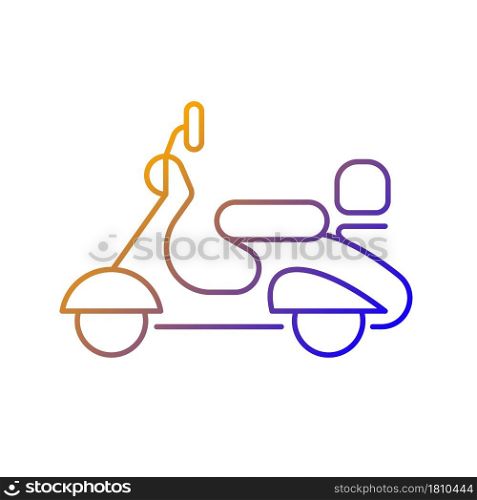 Vintage moped gradient linear vector icon. Old-fashioned two-wheeled vehicle. Antique scooter. Classic appearance. Thin line color symbol. Modern style pictogram. Vector isolated outline drawing. Vintage moped gradient linear vector icon