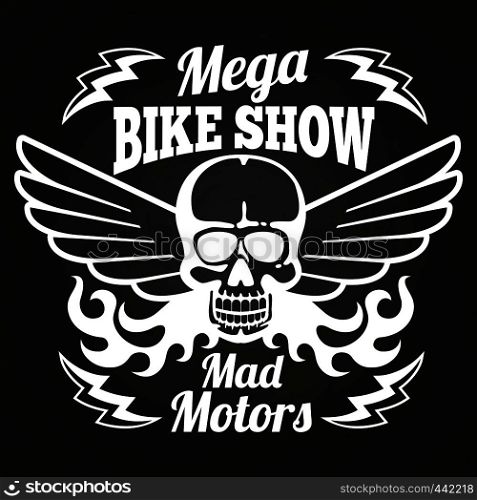 Vintage motorbike show banner emblem on chalkboard design. Vector illustration. Vintage motorbike show emblem