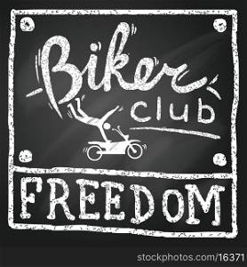 Vintage motorbikers club poster in sketch chalkboard style vector illustration