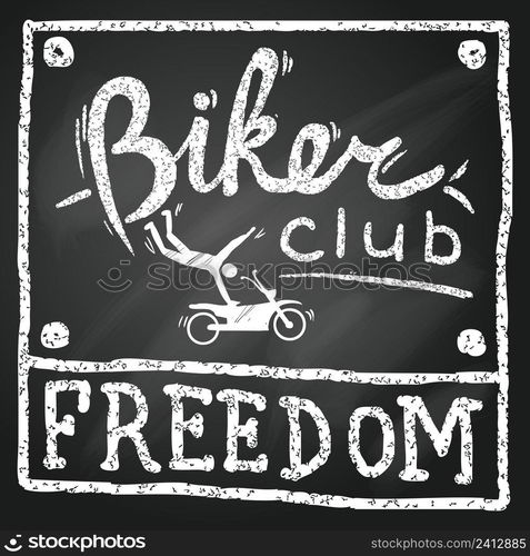 Vintage motorbikers club poster in sketch chalkboard style vector illustration