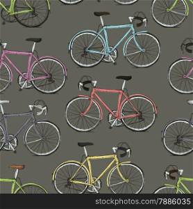Vintage Multi-Colored Bicycles Seamless Pattern
