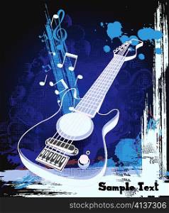 vintage music poster with guitar vector illustration