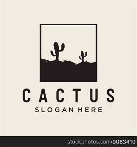 Vintage natural cactus tree plant Logo design, desert plant with editable vector illustration.
